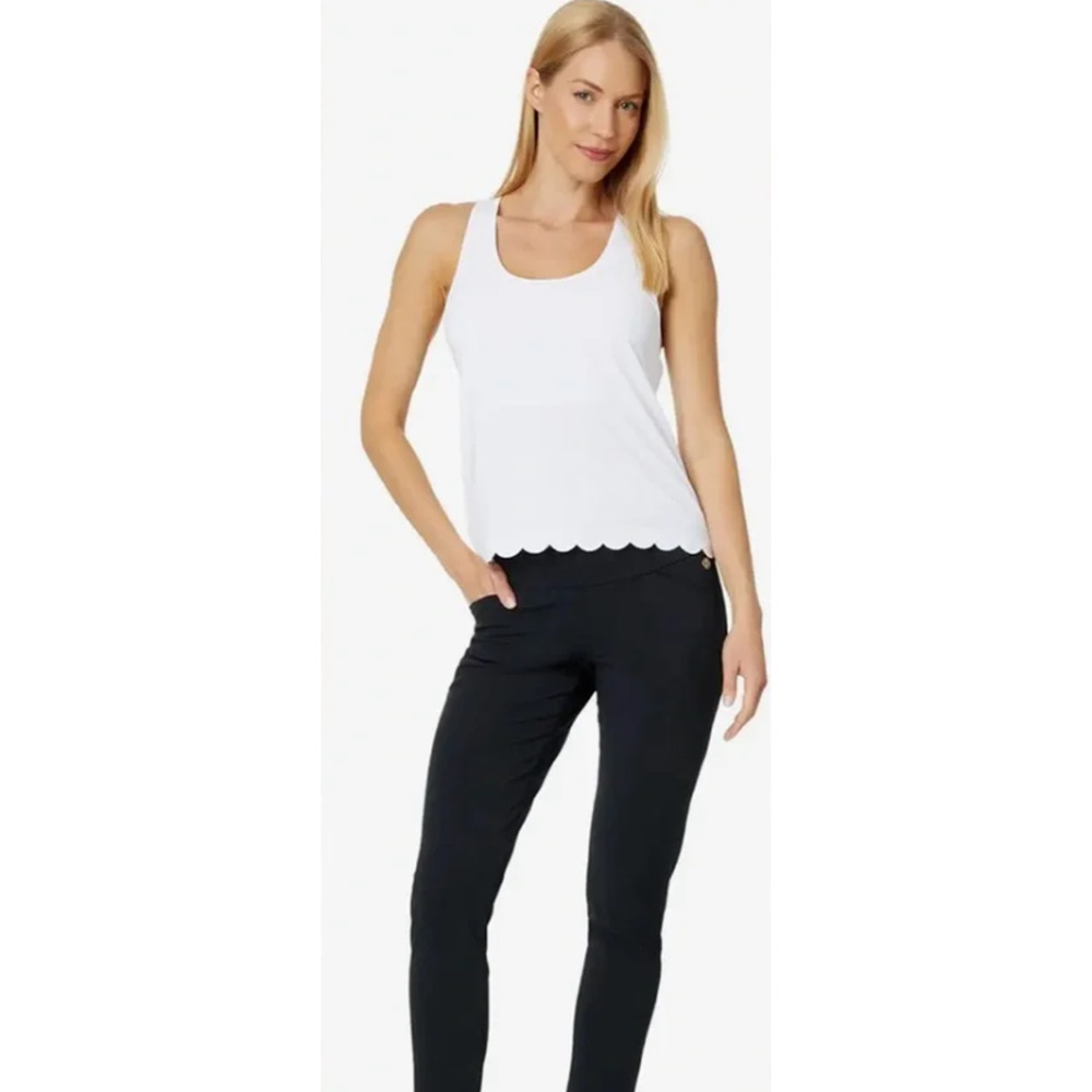 Lily Pulitzer Luxletic White Racerback Tank Top Scalloped Hem Sz L Activewear - Picture 5 of 12